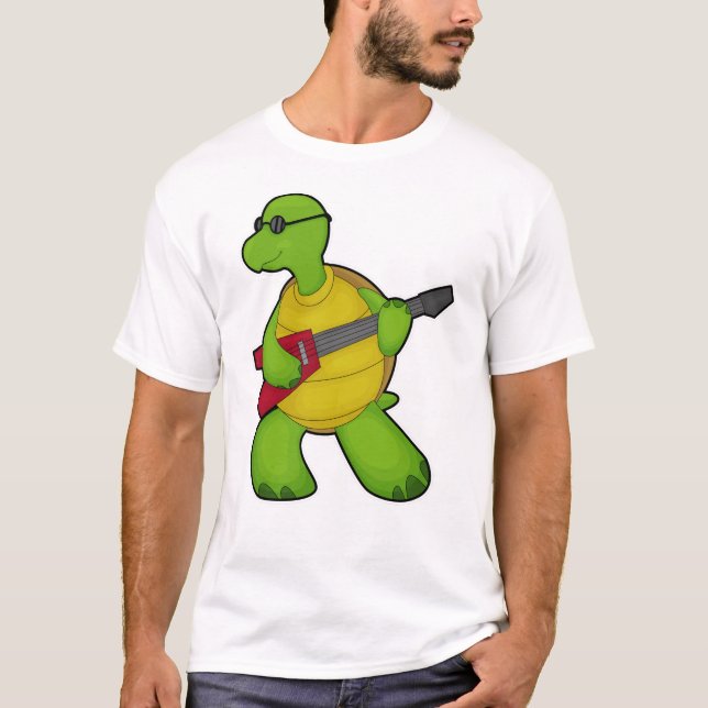 Turtle at Music with Guitar & Sunglasses T-Shirt (Front)