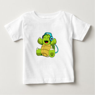 Turtle at Music with Headphone Baby T-Shirt