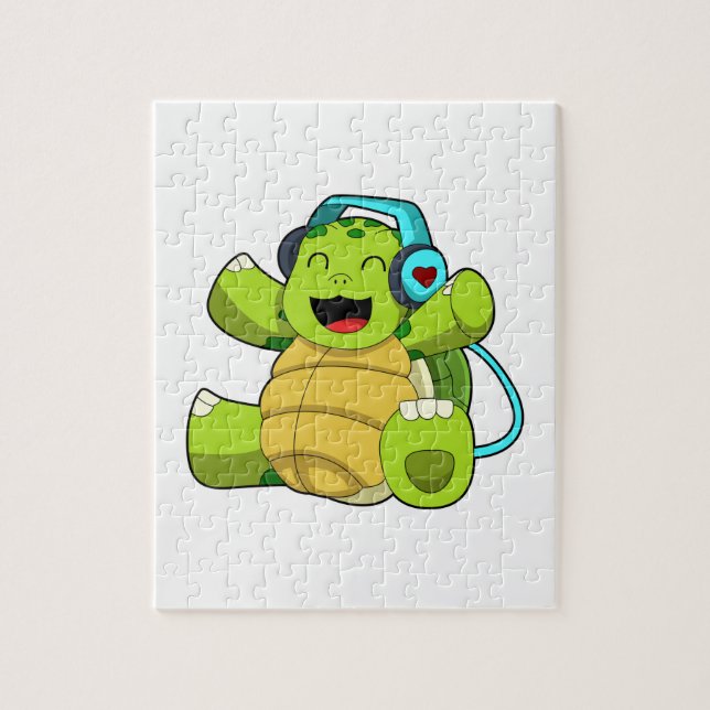 Turtle at Music with Headphone Jigsaw Puzzle (Vertical)