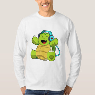 Turtle at Music with Headphone T-Shirt