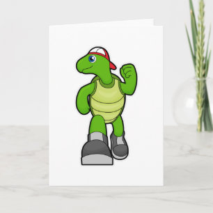 Turtle at Running with Cap Card