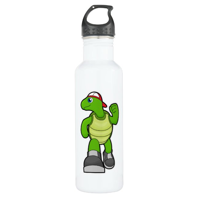 Turtle at Running with Cap Stainless Steel Water Bottle (Front)