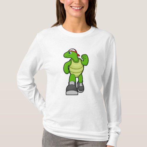 Turtle at Running with Cap T_Shirt
