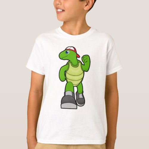 Turtle at Running with Cap T_Shirt