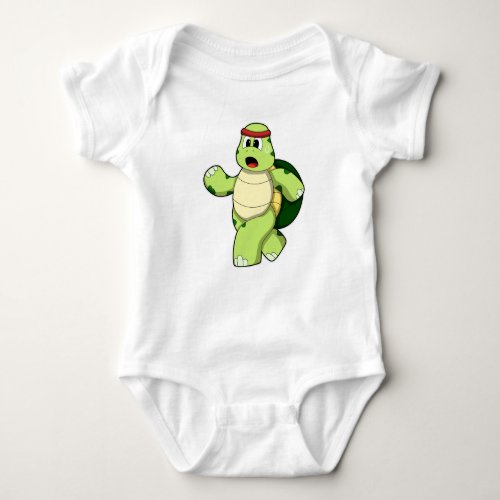 Turtle at Running with Headband Baby Bodysuit