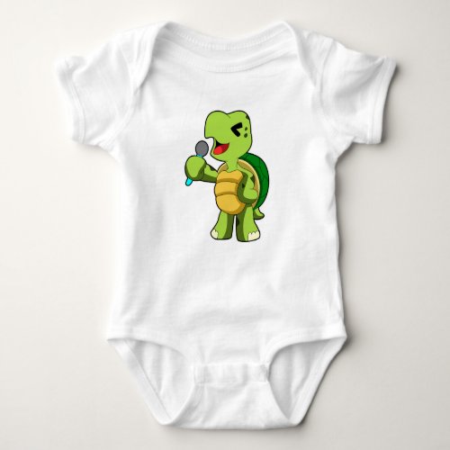Turtle at Singing with Microphone Baby Bodysuit
