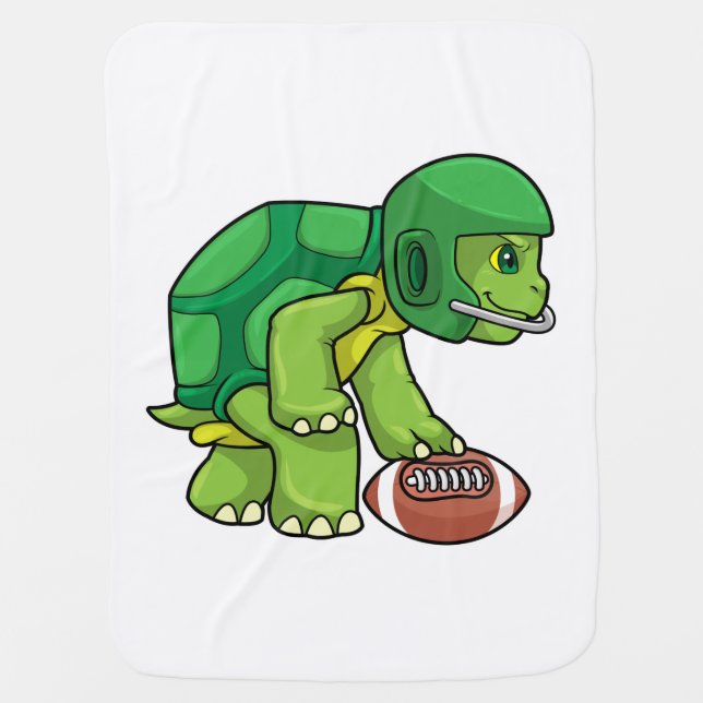 Turtle at Sports with Football & Helmet Baby Blanket (Front)