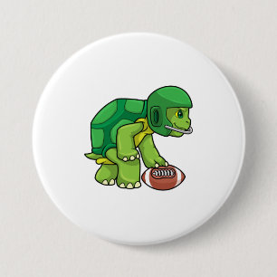 Turtle at Sports with Football & Helmet Button