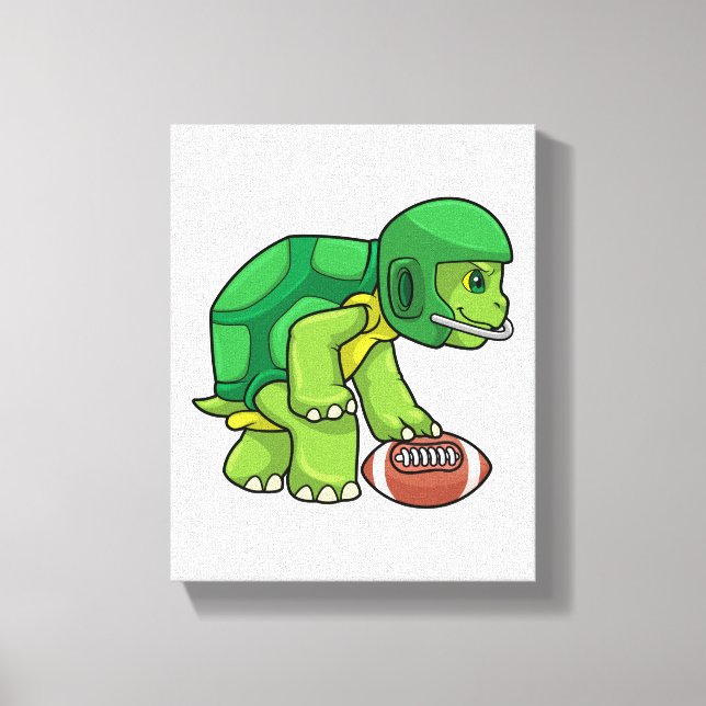 Turtle at Sports with Football & Helmet Canvas Print (Front)