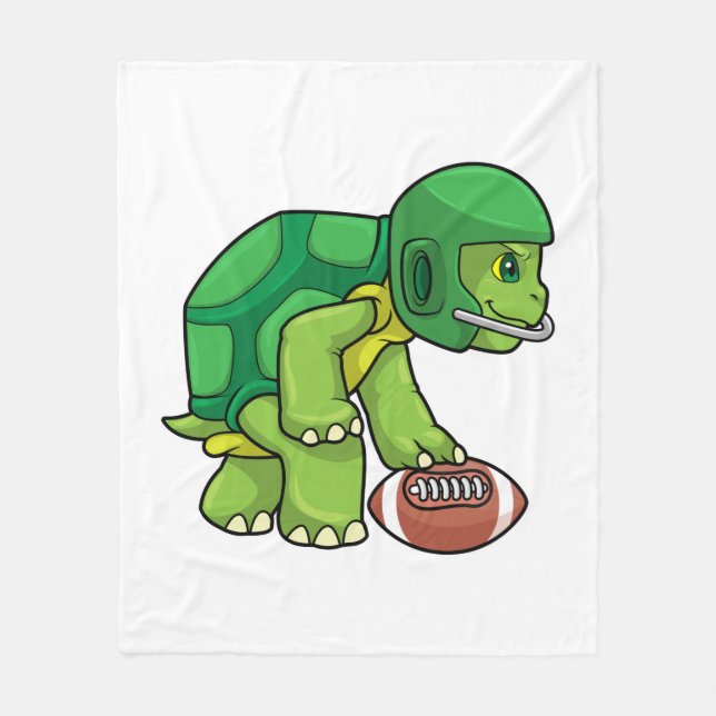 Turtle at Sports with Football & Helmet Fleece Blanket (Front)