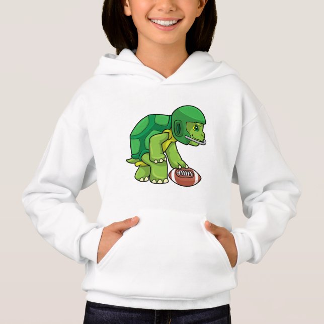 Turtle at Sports with Football & Helmet Hoodie (Front)