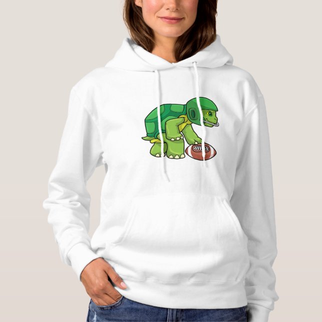 Turtle at Sports with Football & Helmet Hoodie (Front)