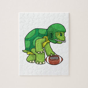 Turtle at Sports with Football & Helmet Jigsaw Puzzle