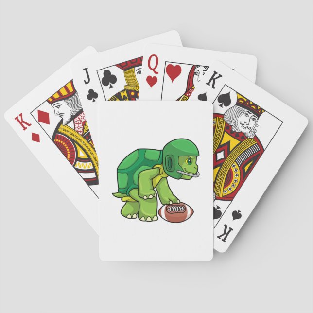 Turtle at Sports with Football & Helmet Poker Cards (Back)