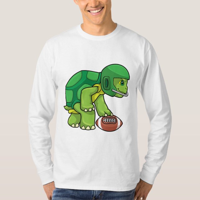 Turtle at Sports with Football & Helmet T-Shirt (Front)