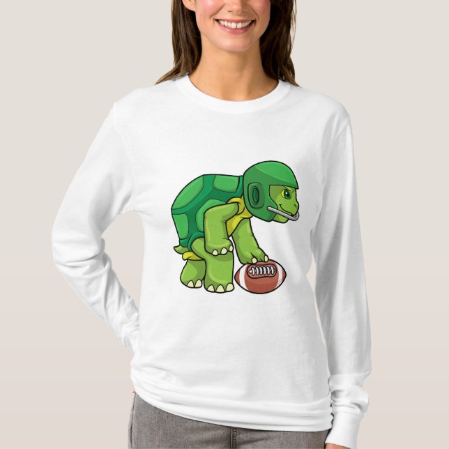 Turtle at Sports with Football & Helmet T-Shirt (Front)