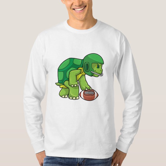 Turtle at Sports with Football & Helmet T-Shirt (Front)
