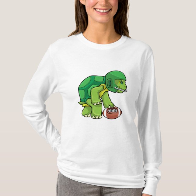 Turtle at Sports with Football & Helmet T-Shirt (Front)