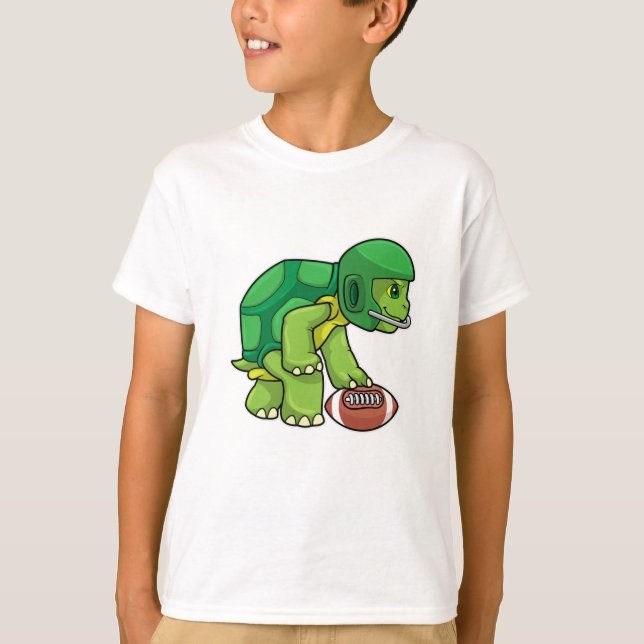 Turtle at Sports with Football & Helmet T-Shirt (Front)
