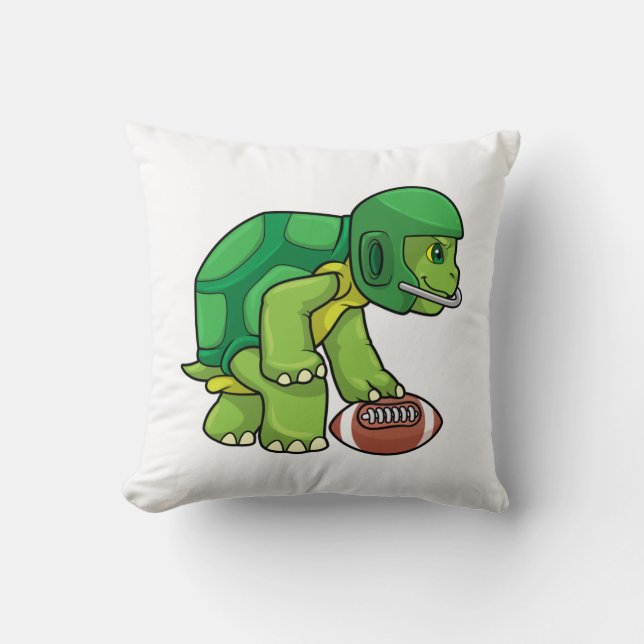 Turtle at Sports with Football & Helmet Throw Pillow (Front)