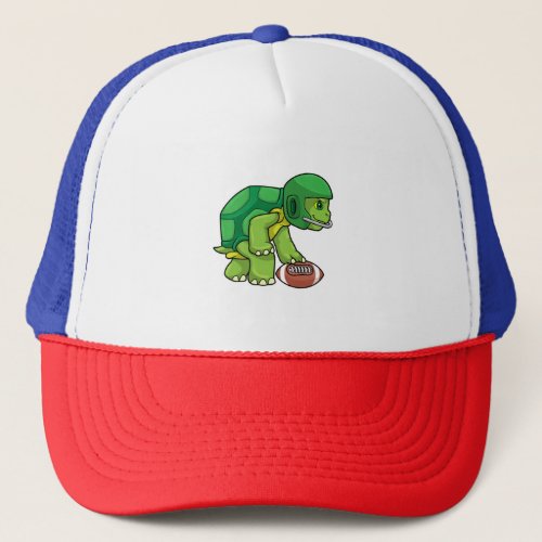 Turtle at Sports with Football  Helmet Trucker Hat