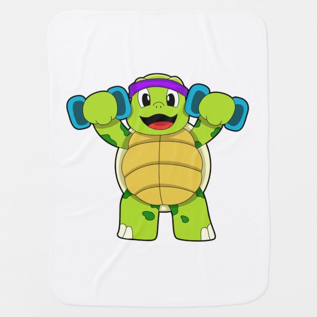 Turtle at Strength training & Dumbbells Baby Blanket (Front)