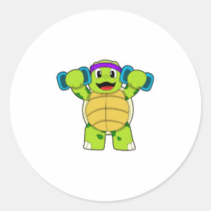 Turtle at Strength training & Dumbbells Classic Round Sticker