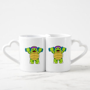 Turtle at Strength training & Dumbbells Coffee Mug Set