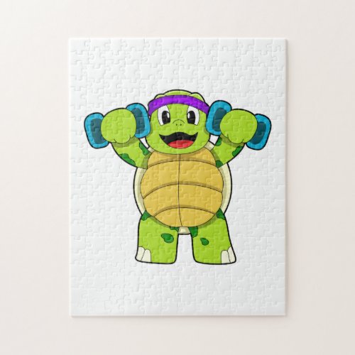 Turtle at Strength training  Dumbbells Jigsaw Puzzle