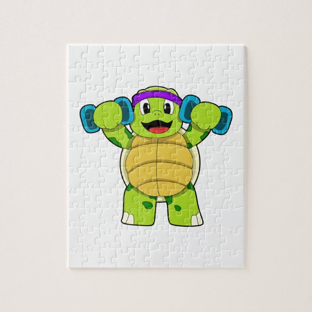 Turtle at Strength training & Dumbbells Jigsaw Puzzle (Vertical)