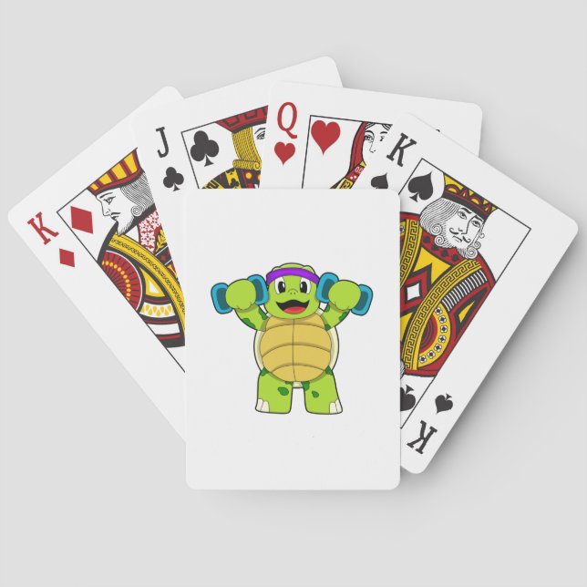 Turtle at Strength training & Dumbbells Poker Cards (Back)