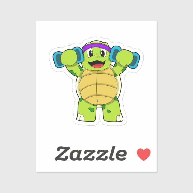 Turtle at Strength training & Dumbbells Sticker (Sheet)