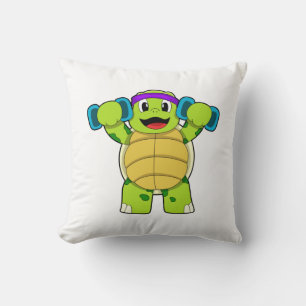 Turtle at Strength training & Dumbbells Throw Pillow