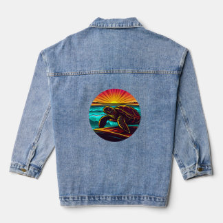 Turtle at Sunset, Inspiring Nature Design Denim Jacket