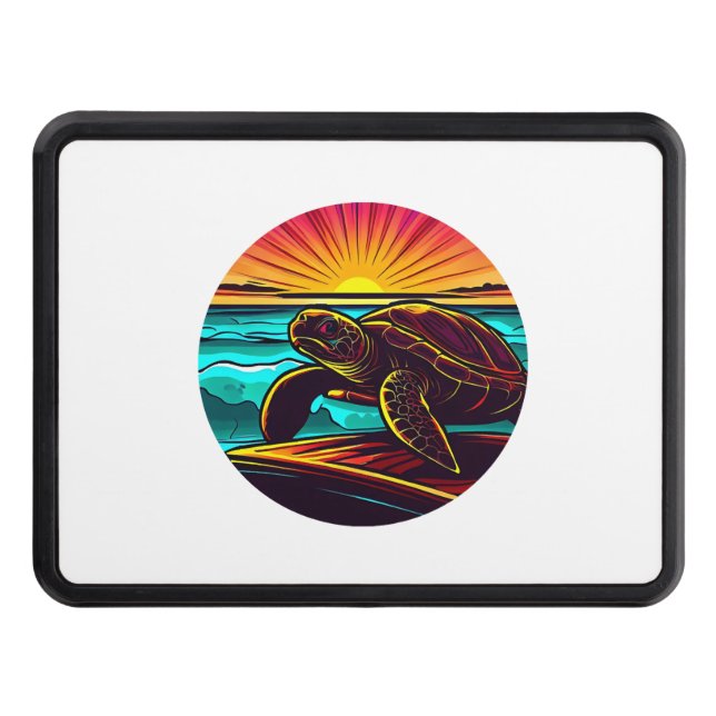 Turtle at Sunset, Inspiring Nature Design Hitch Cover (Front)