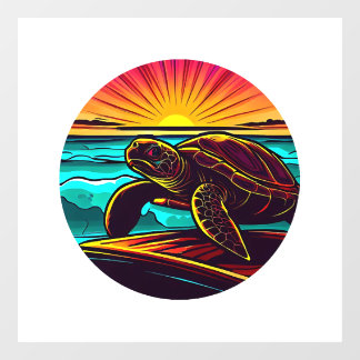 Turtle at Sunset, Inspiring Nature Design Window Cling