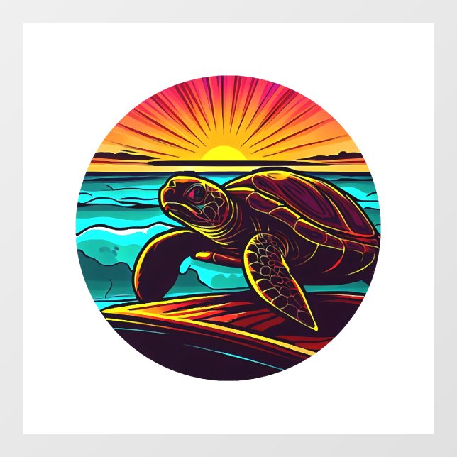 Turtle at Sunset, Inspiring Nature Design Window Cling (Sheet)