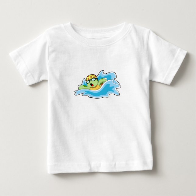 Turtle at Swimming in Water Baby T-Shirt (Front)