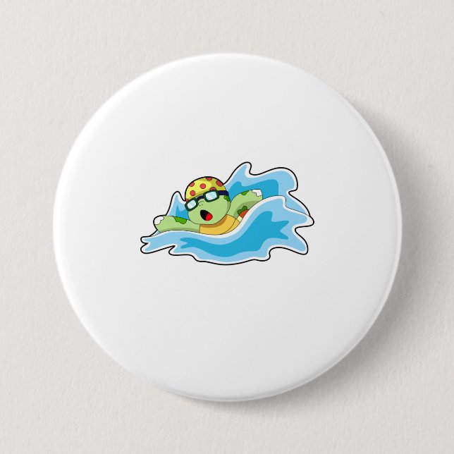 Turtle at Swimming in Water Button (Front)
