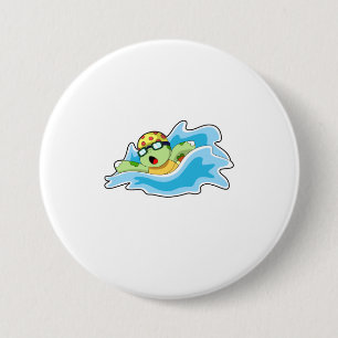 Turtle at Swimming in Water Button