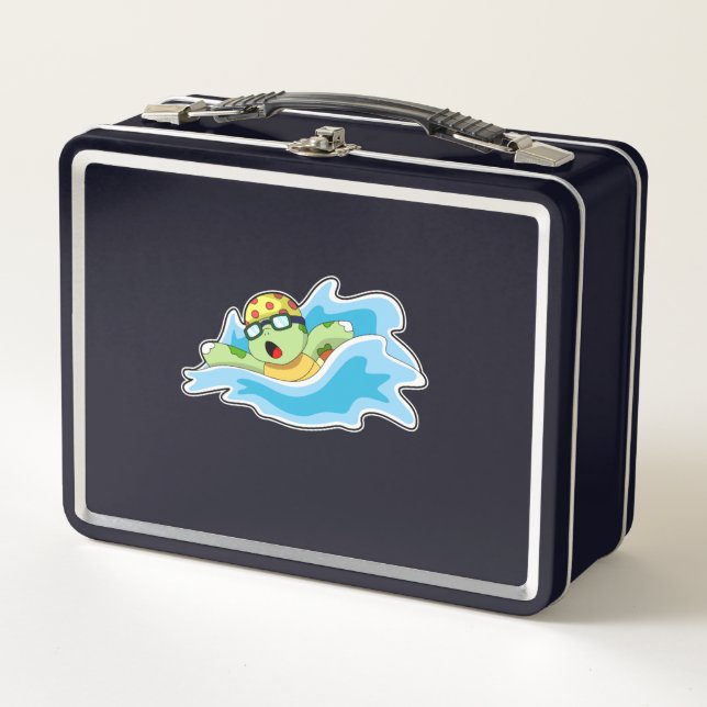 Turtle at Swimming in Water Metal Lunch Box (Front)