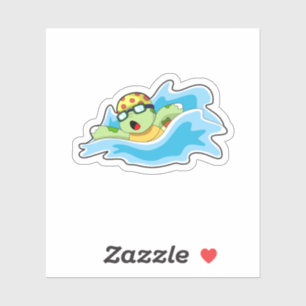 Turtle at Swimming in Water Sticker