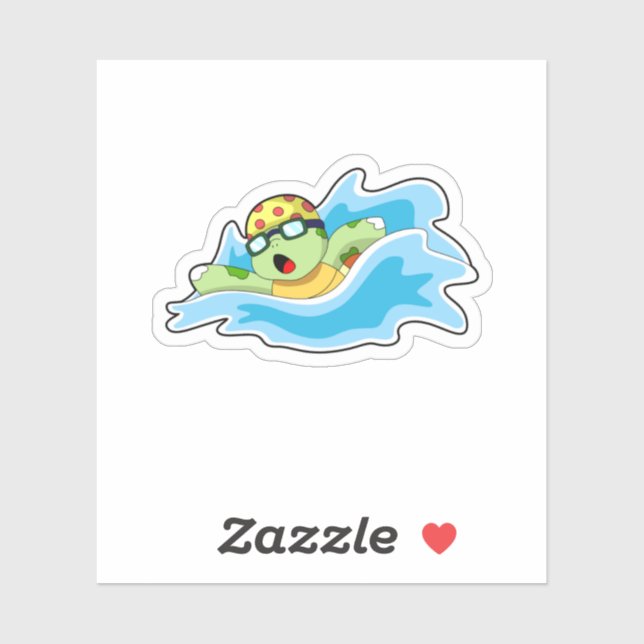 Turtle at Swimming in Water Sticker (Sheet)