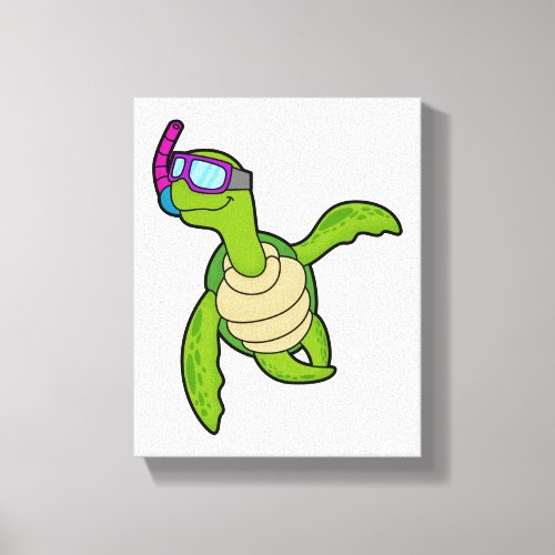 Turtle at Swimming with Snorkel Canvas Print