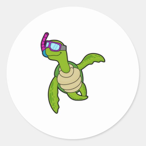 Turtle at Swimming with Snorkel Classic Round Sticker