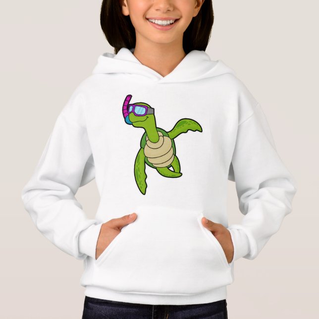 Turtle at Swimming with Snorkel Hoodie (Front)