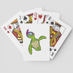 Turtle at Swimming with Snorkel Poker Cards