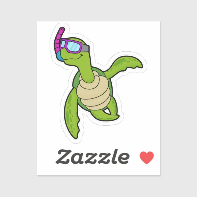 Turtle at Swimming with Snorkel Sticker (Sheet)