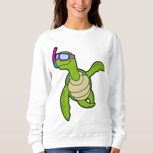 Turtle at Swimming with Snorkel Sweatshirt (Front)