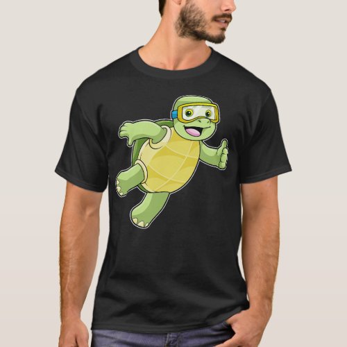 Turtle at Swimming with Swimming goggles T_Shirt